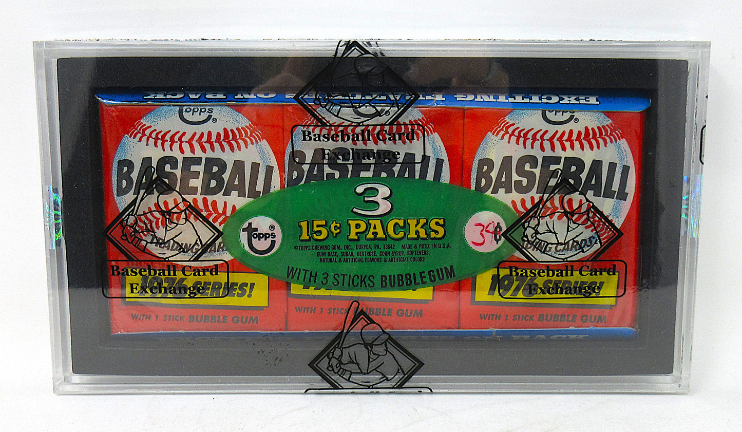 1976 Topps Baseball Unopened Wax Pack Tray (1976 Series) (BBCE) (27691) (Read)