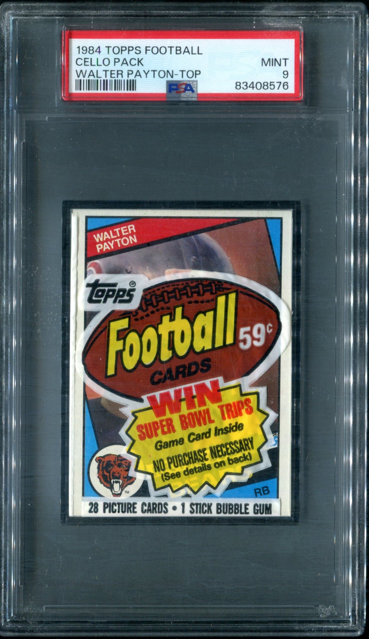 1984 Topps Football Unopened Cello Pack PSA 9 Walter Payton Top *8576
