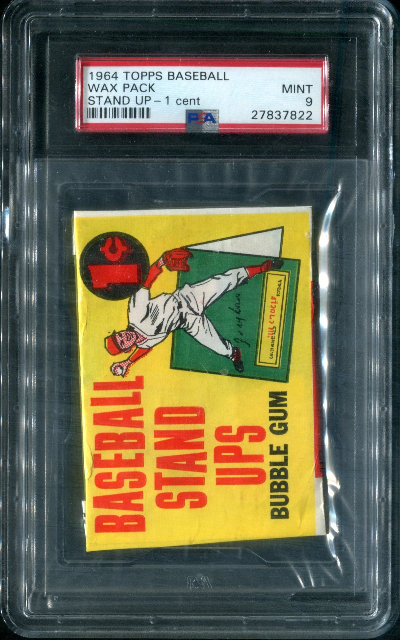 1964 Topps Baseball Stand Up Unopened 1 Cent Wax Pack PSA 9 *7822
