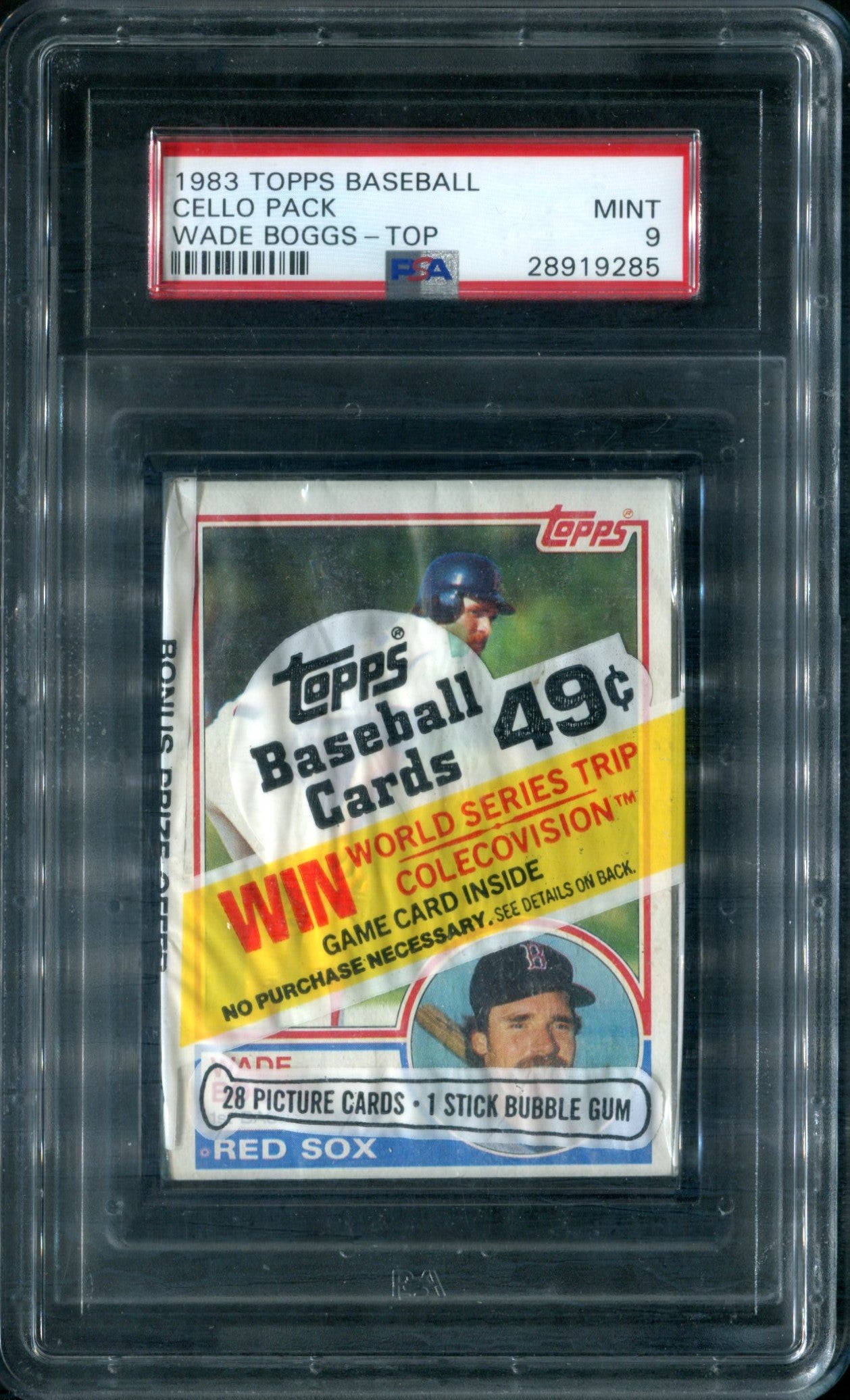 1983 Topps Baseball Unopened Cello Pack PSA 9 Wade Boggs RC Top *9285