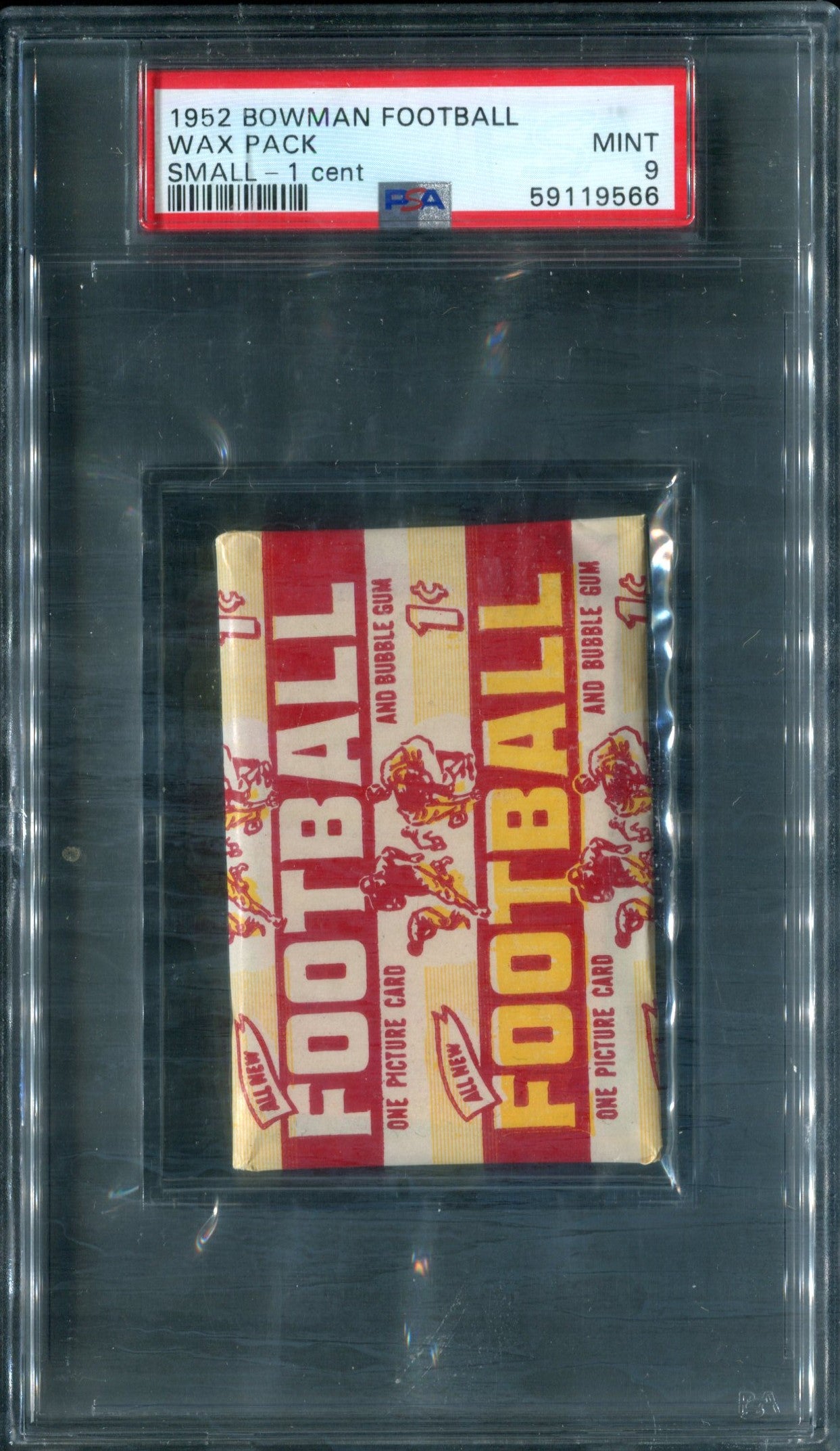 1952 Bowman Football (Small) Unopened 1 Cent Wax Pack PSA 9 *9566