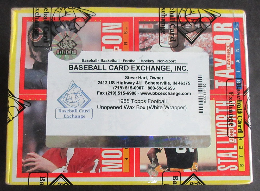 1985 Topps Football Unopened Wax Box (BBCE) (X-Out) (White Wrapper)