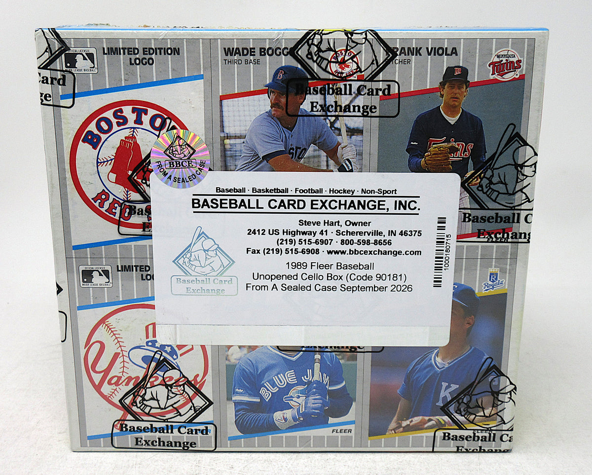 1989 Fleer Baseball Unopened Cello Box (FASC) (Code 90181)
