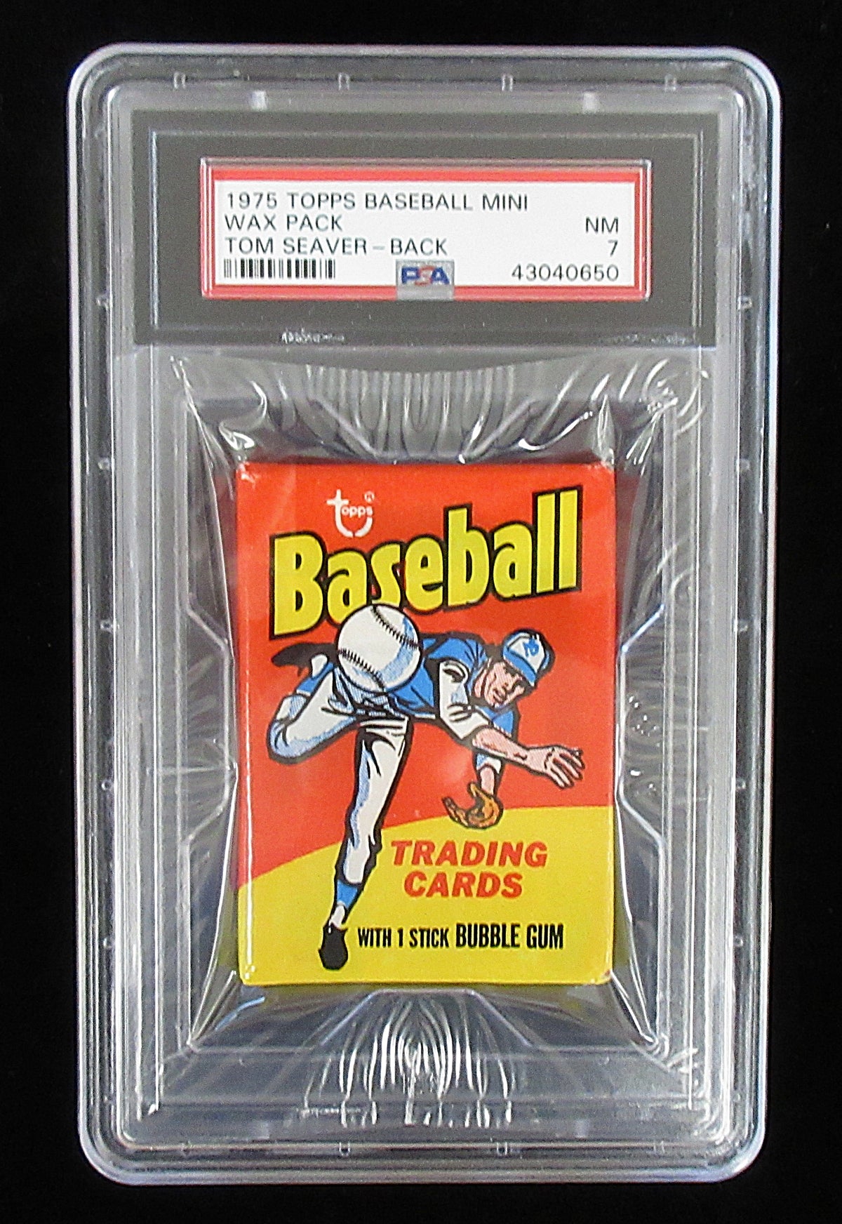 1975 Topps Baseball Unopened Mini Wax Pack (Seaver Back) PSA 7 *0650