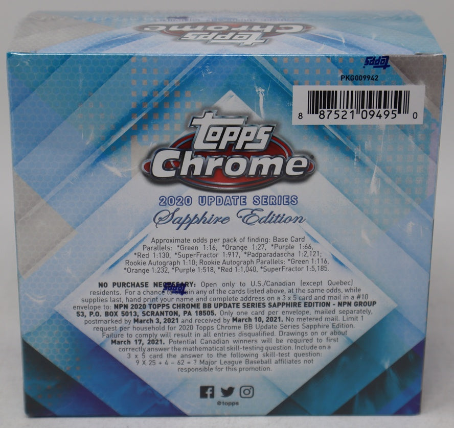 2020 Topps Chrome Baseball Update Series Sapphire Edition Box (8/4)