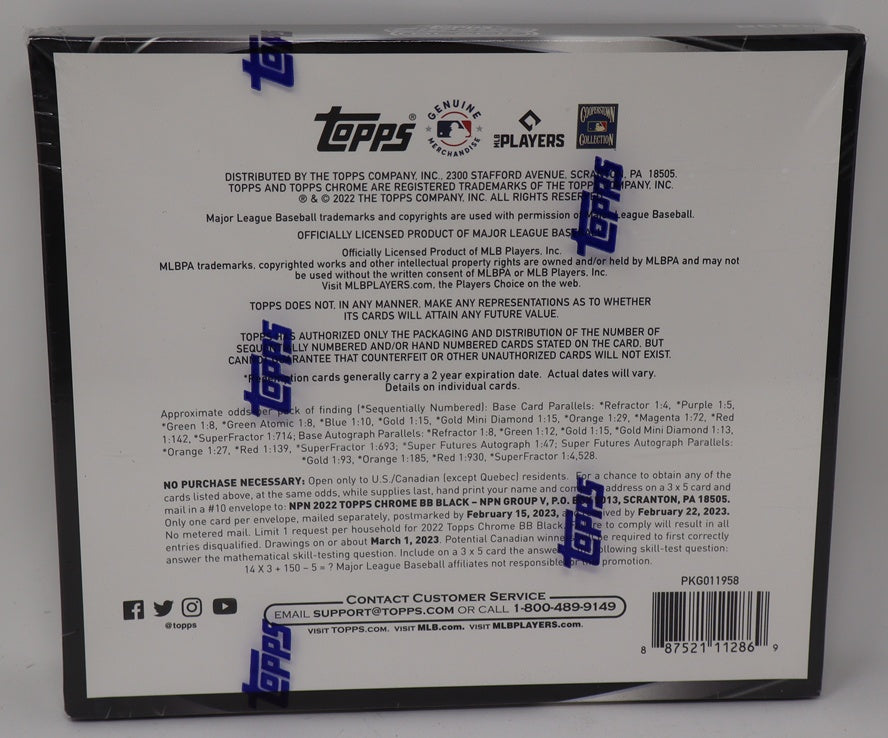 2022 Topps Chrome Black Baseball Box (Hobby) (4 Cards)