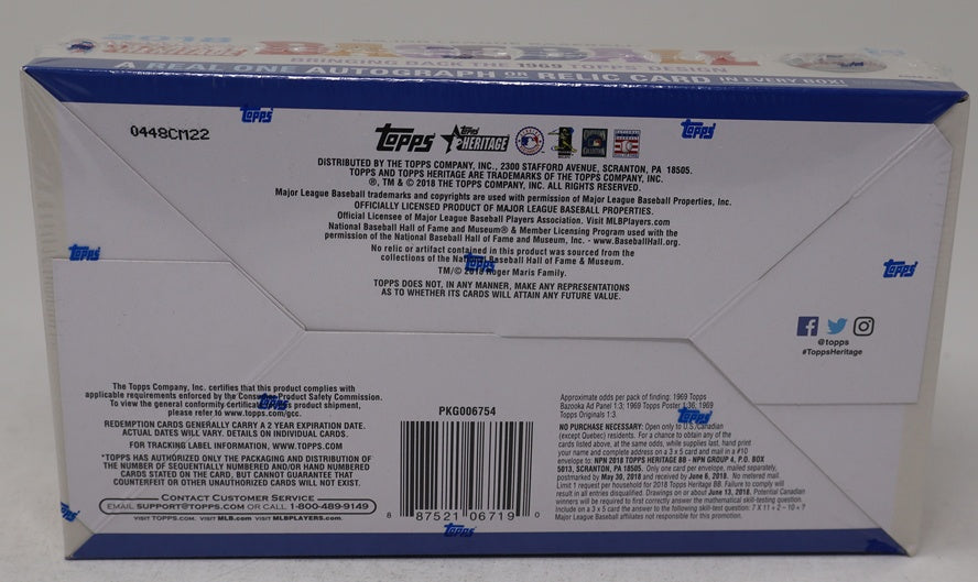 2018 Topps Heritage Baseball Box (Hobby) (24/9)