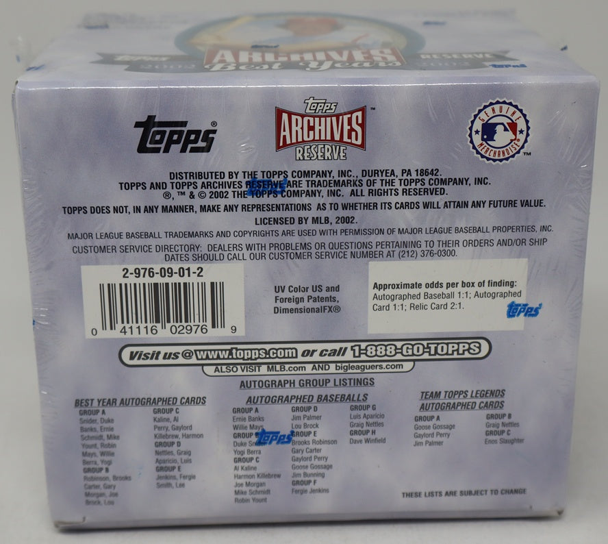 2002 Topps Archives Reserve Best Years Baseball Box (Hobby) (10/4)
