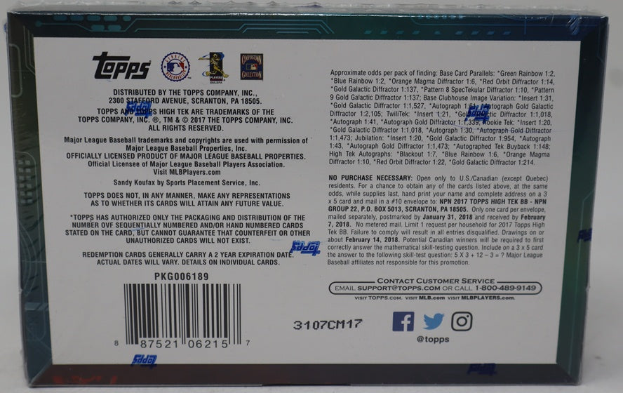 2017 Topps High Tek Baseball Box (Hobby) (40 Cards)
