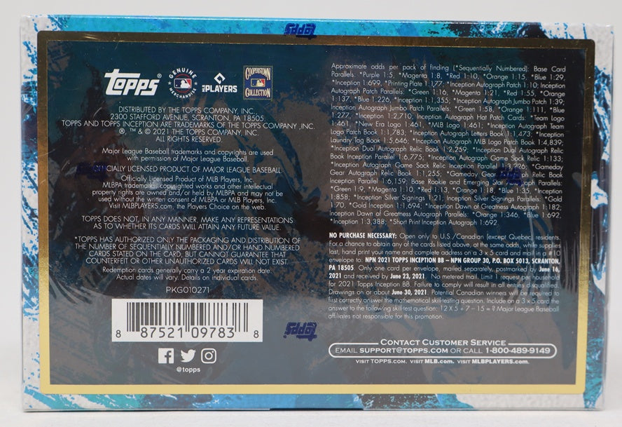 2021 Topps Inception Baseball Box (Hobby) (7 Cards)