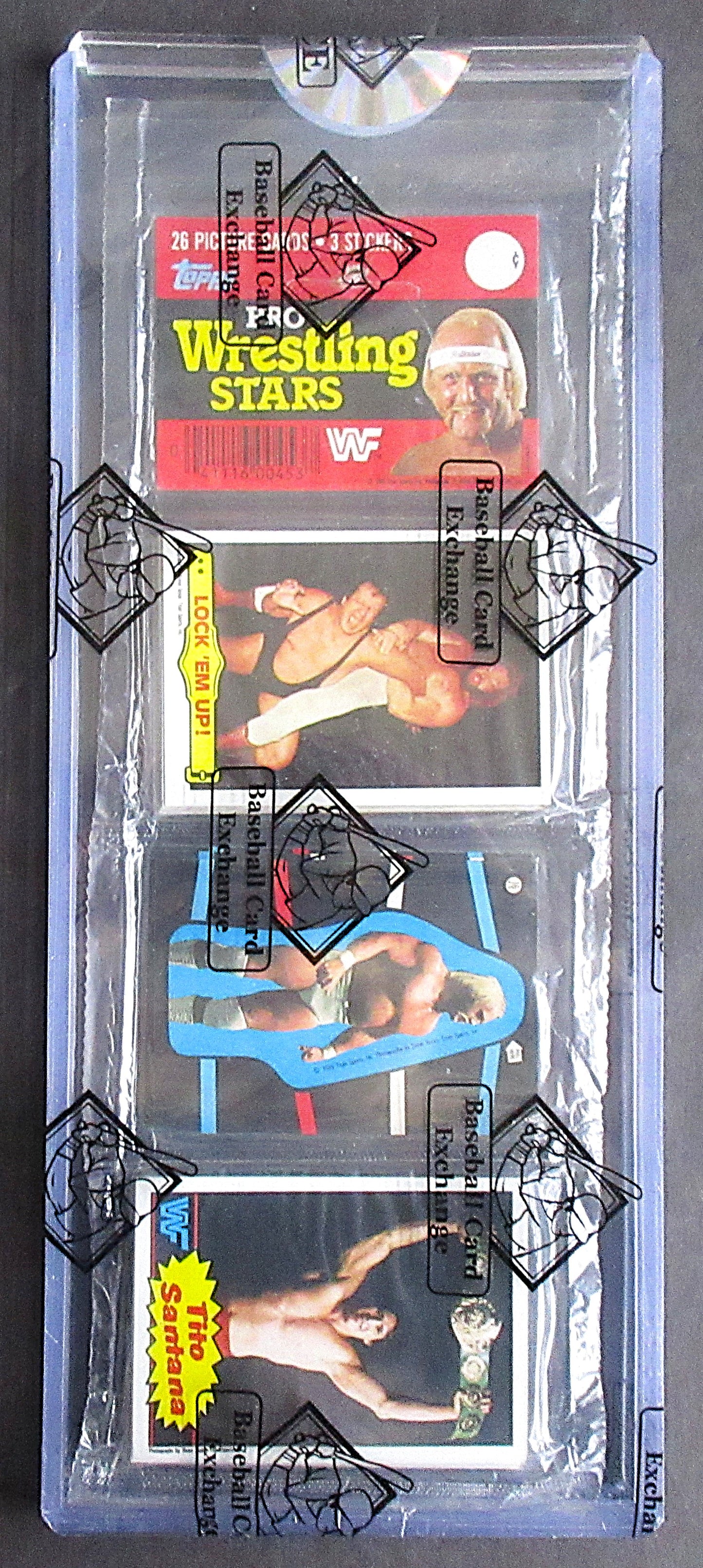 1985 Topps WWF Pro Wrestling Stars Unopened Rack Pack (BBCE) (Hogan Sticker #16 Top) (26400)