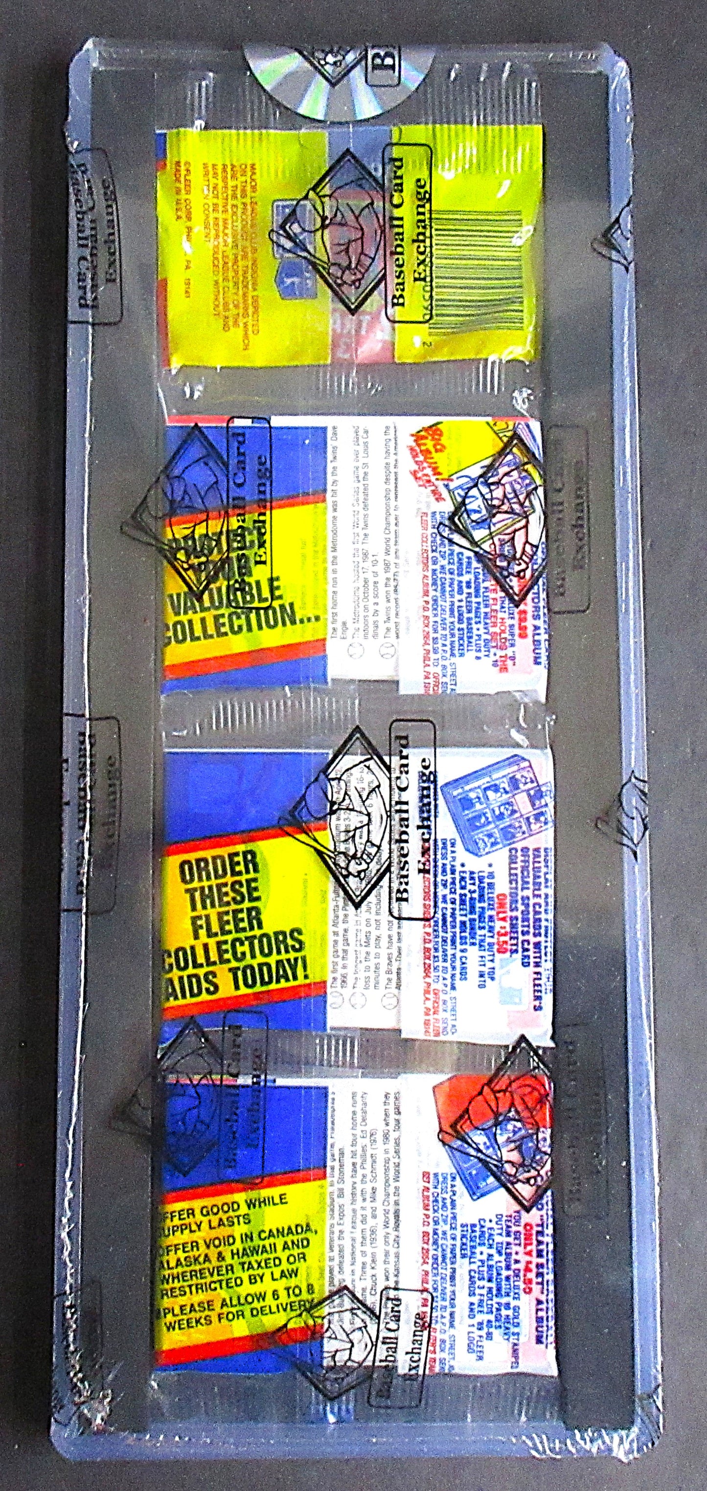 1989 Fleer Baseball Unopened Rack Pack (BBCE) (Randy Johnson Top) (26675)