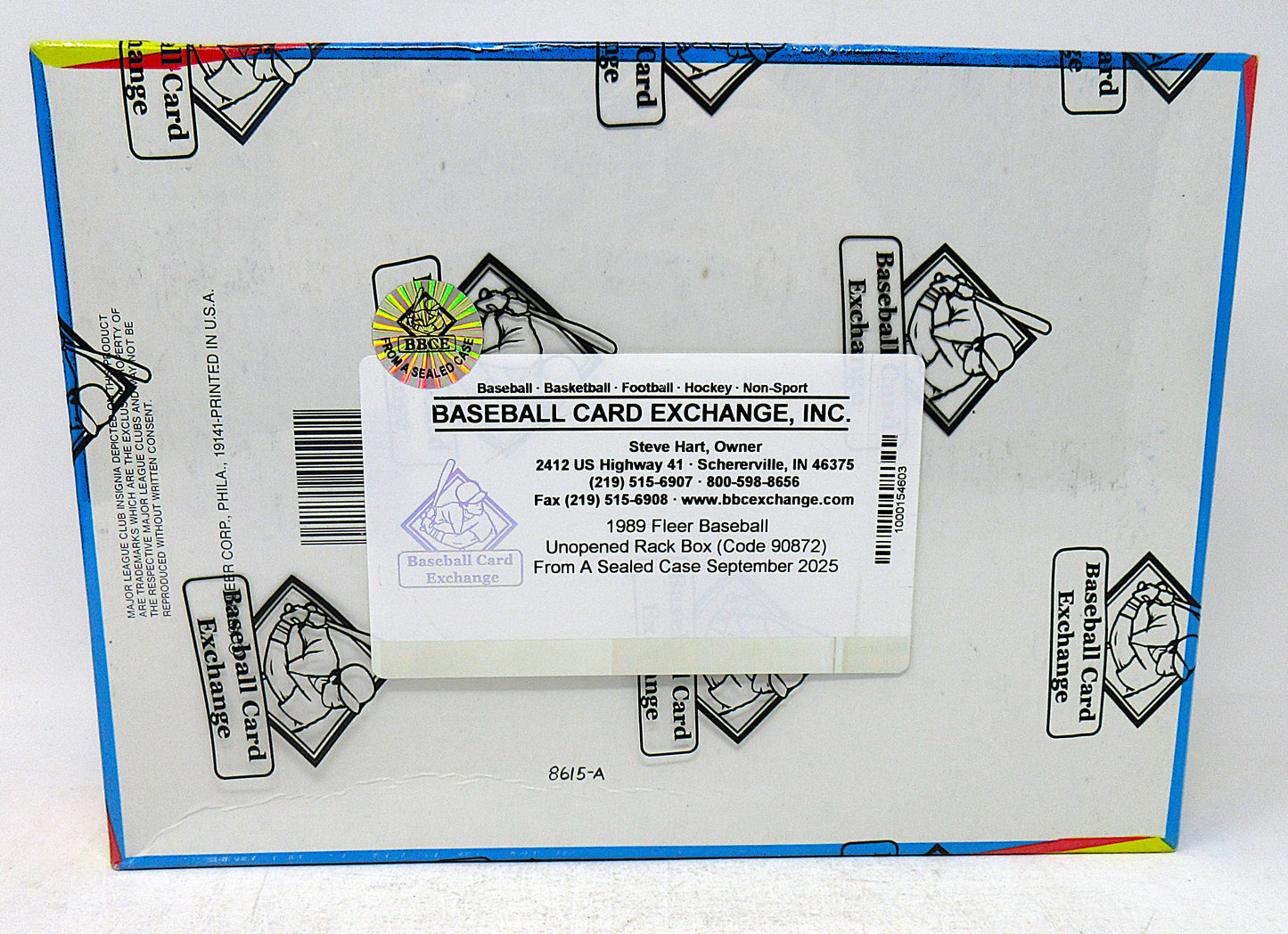 1989 Fleer Baseball Unopened Rack Box (FASC) (Code 90872)