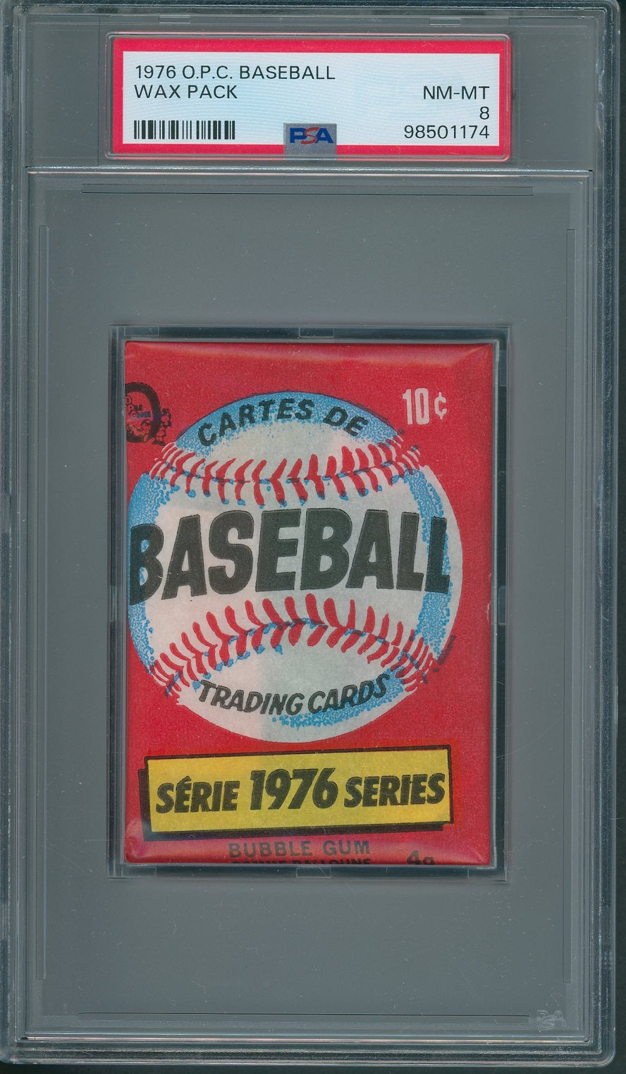 1976 OPC O-Pee-Chee Baseball Unopened Wax Pack PSA 8