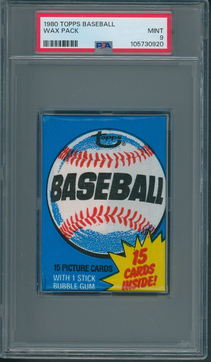 1980 Topps Baseball Unopened Wax Pack PSA 9
