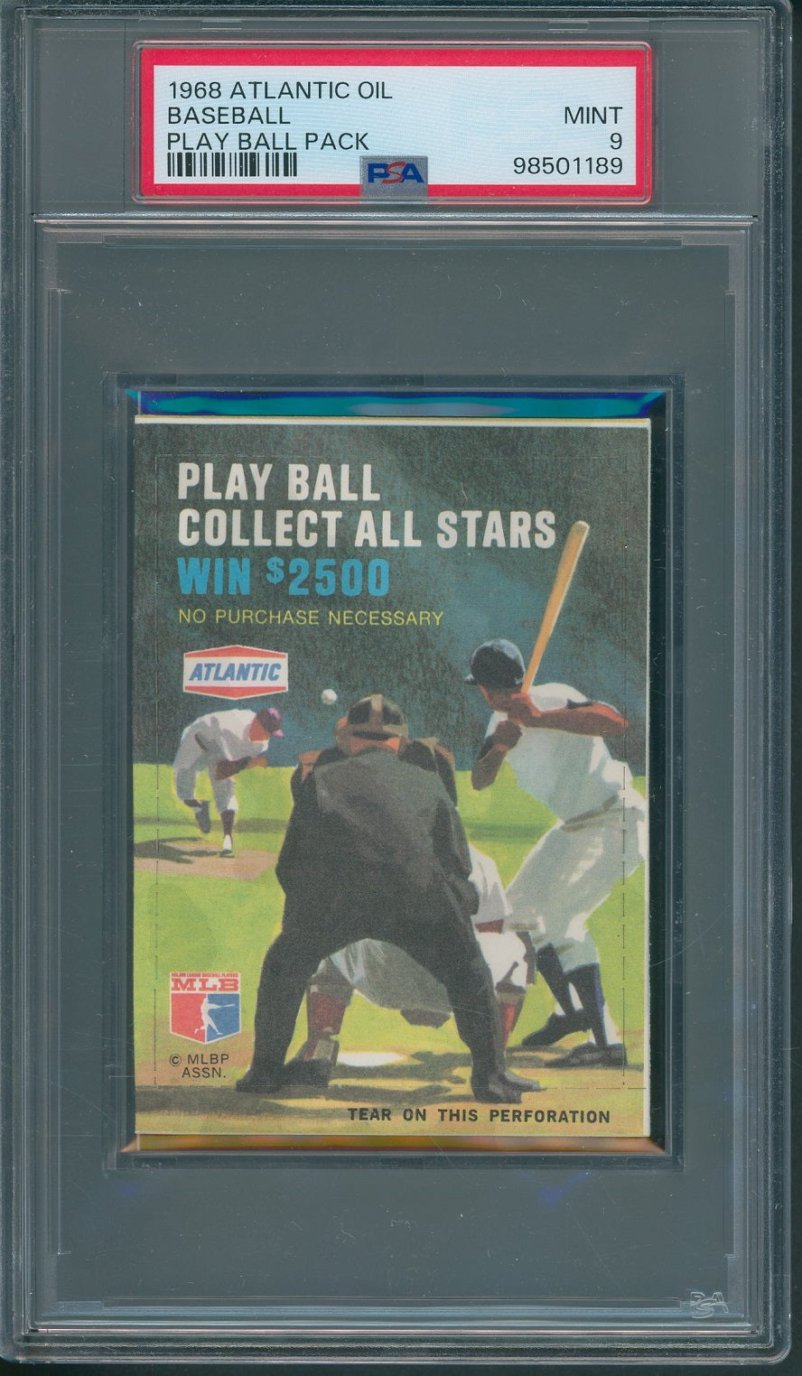 1968 Atlantic Oil Baseball Unopened Play Ball Pack PSA 9 *1189