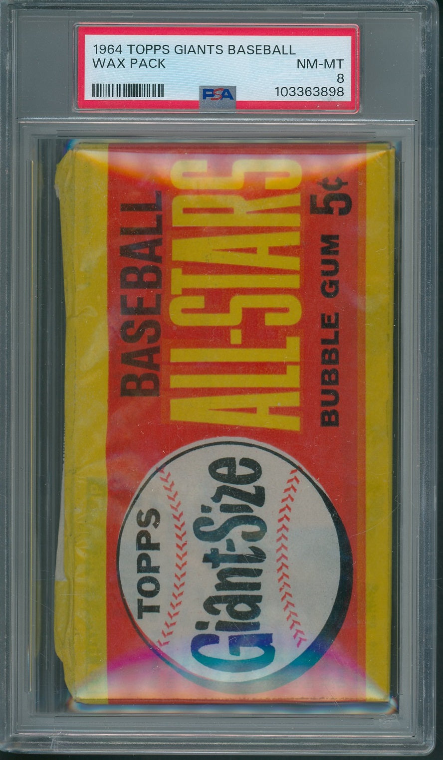 1964 Topps Giants Baseball Unopened Wax Pack PSA 8 *3898