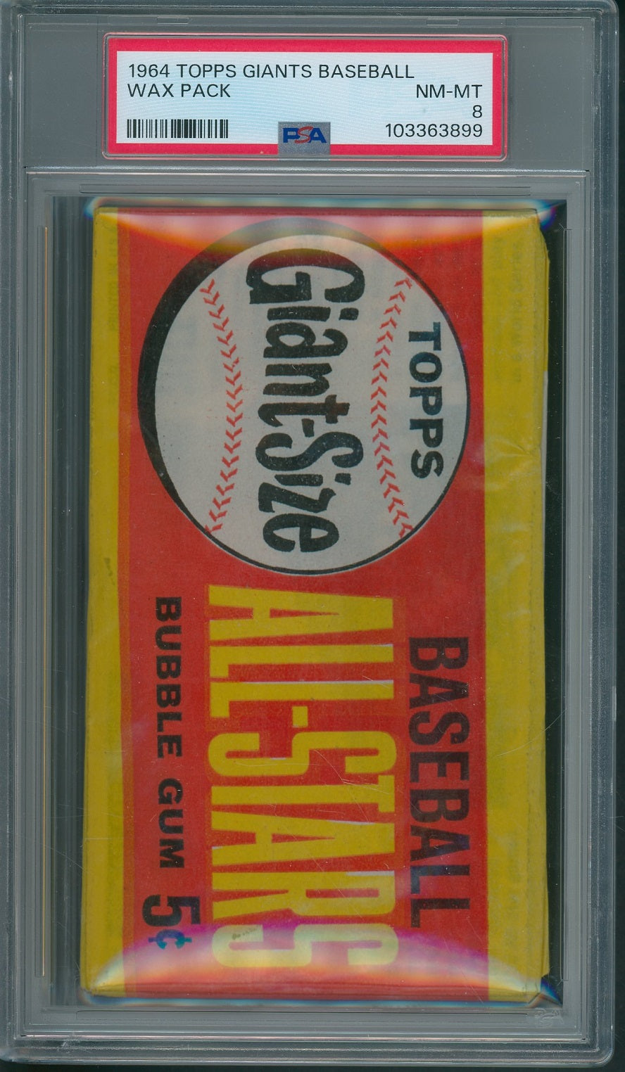 1964 Topps Giants Baseball Unopened Wax Pack PSA 8 *3899