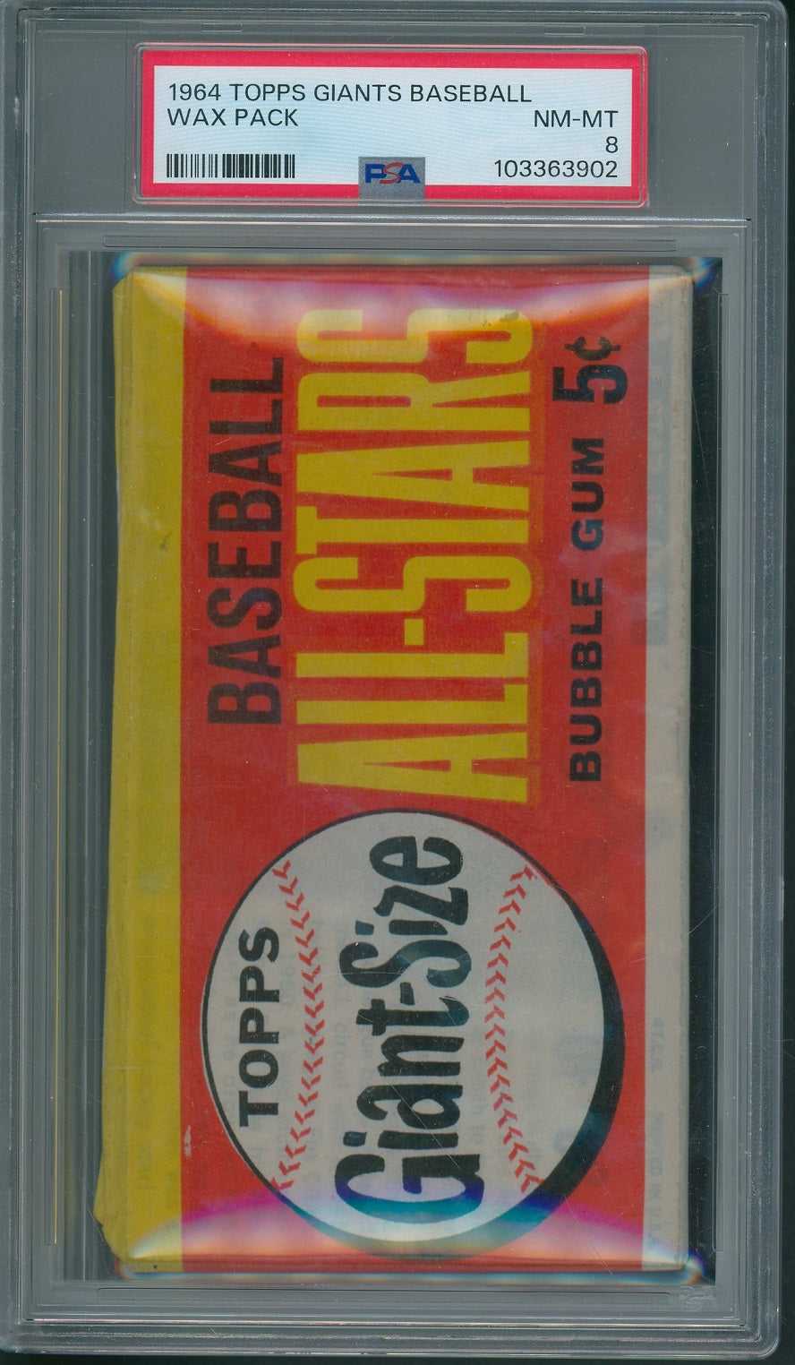 1964 Topps Giants Baseball Unopened Wax Pack PSA 8 *3902