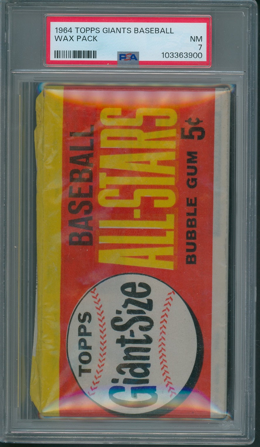 1964 Topps Giants Baseball Unopened Wax Pack PSA 7 *3900