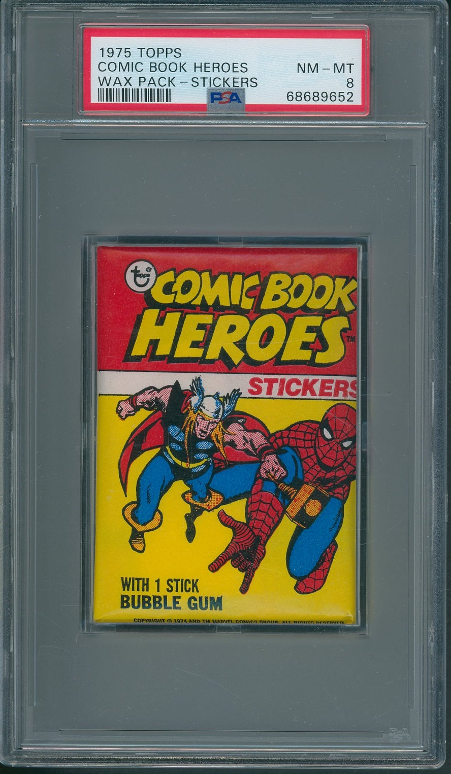1975 Topps Comic Book Heroes Unopened Stickers Wax Pack PSA 8 *9652