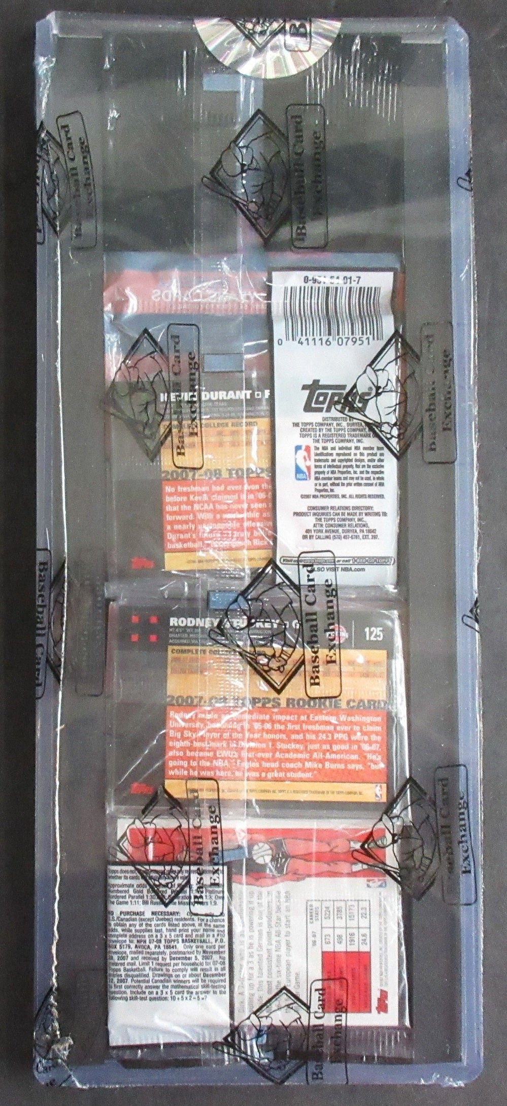 2007/08 Topps Basketball Unopened Rack Pack (Durant Back #3) (BBCE)