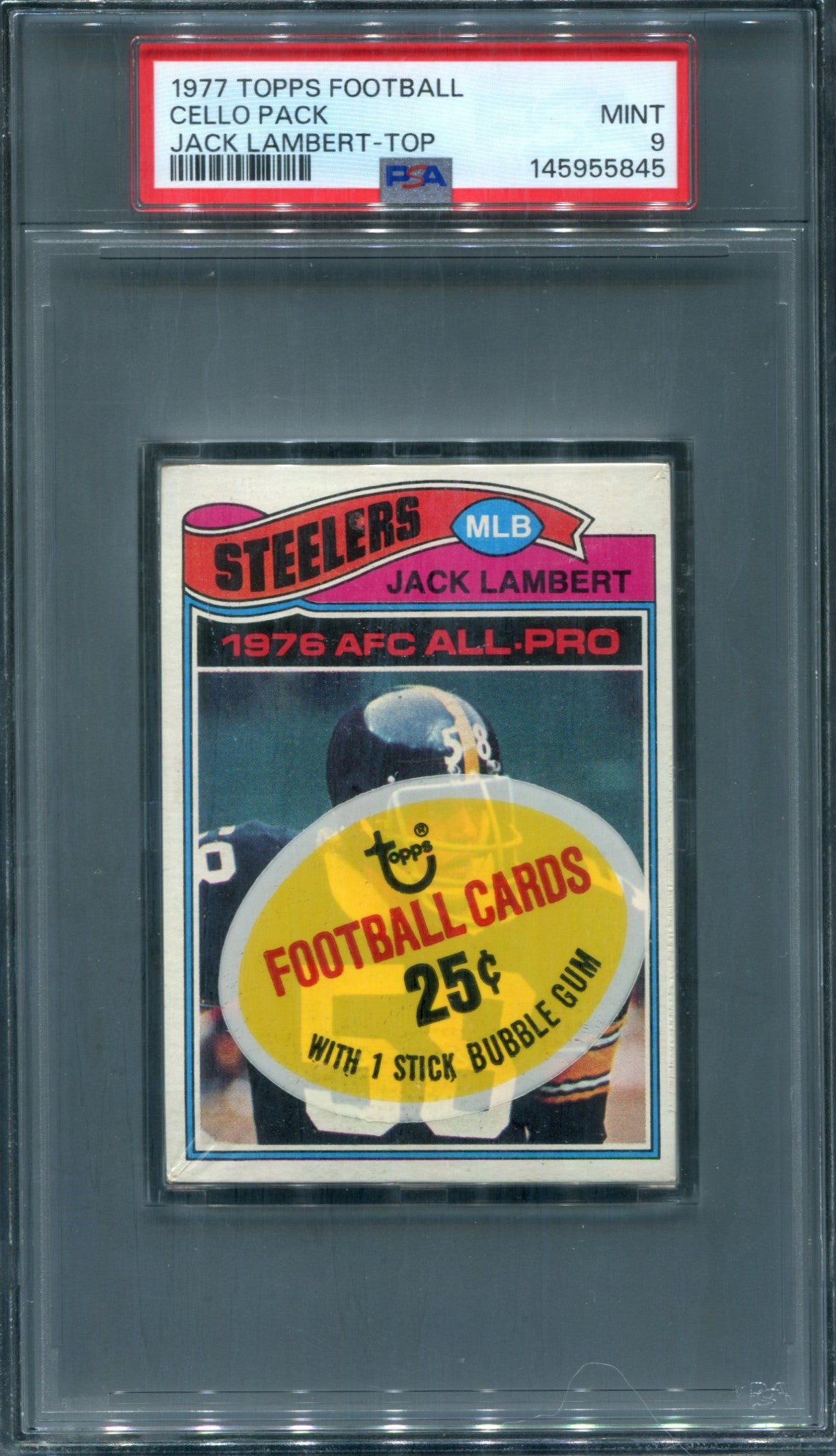 1977 Topps Football Unopened Cello Pack PSA 9 Lambert Top *5845