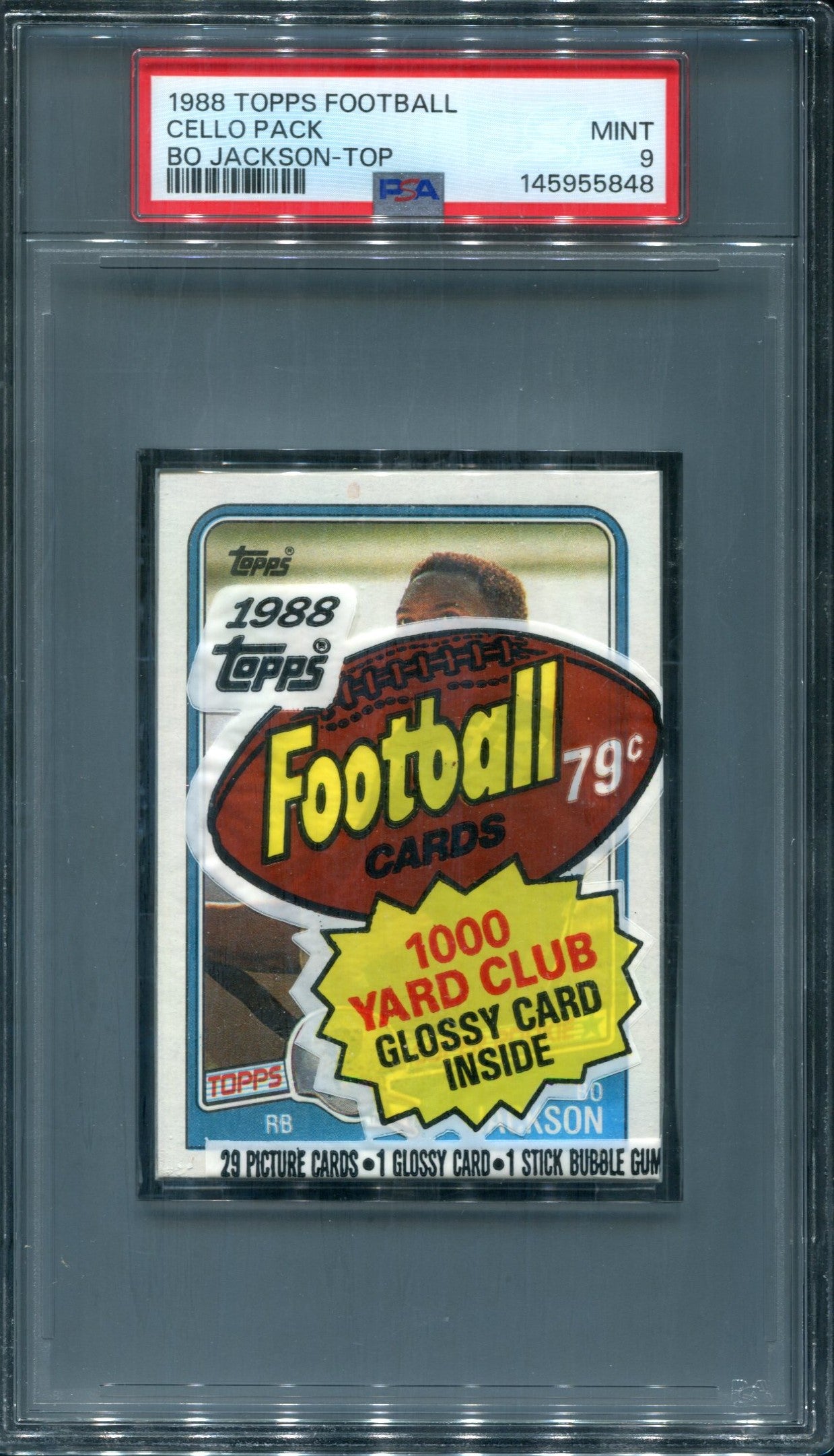 1988 Topps Football Unopened Cello Pack PSA 9 Bo Jackson Top *5848