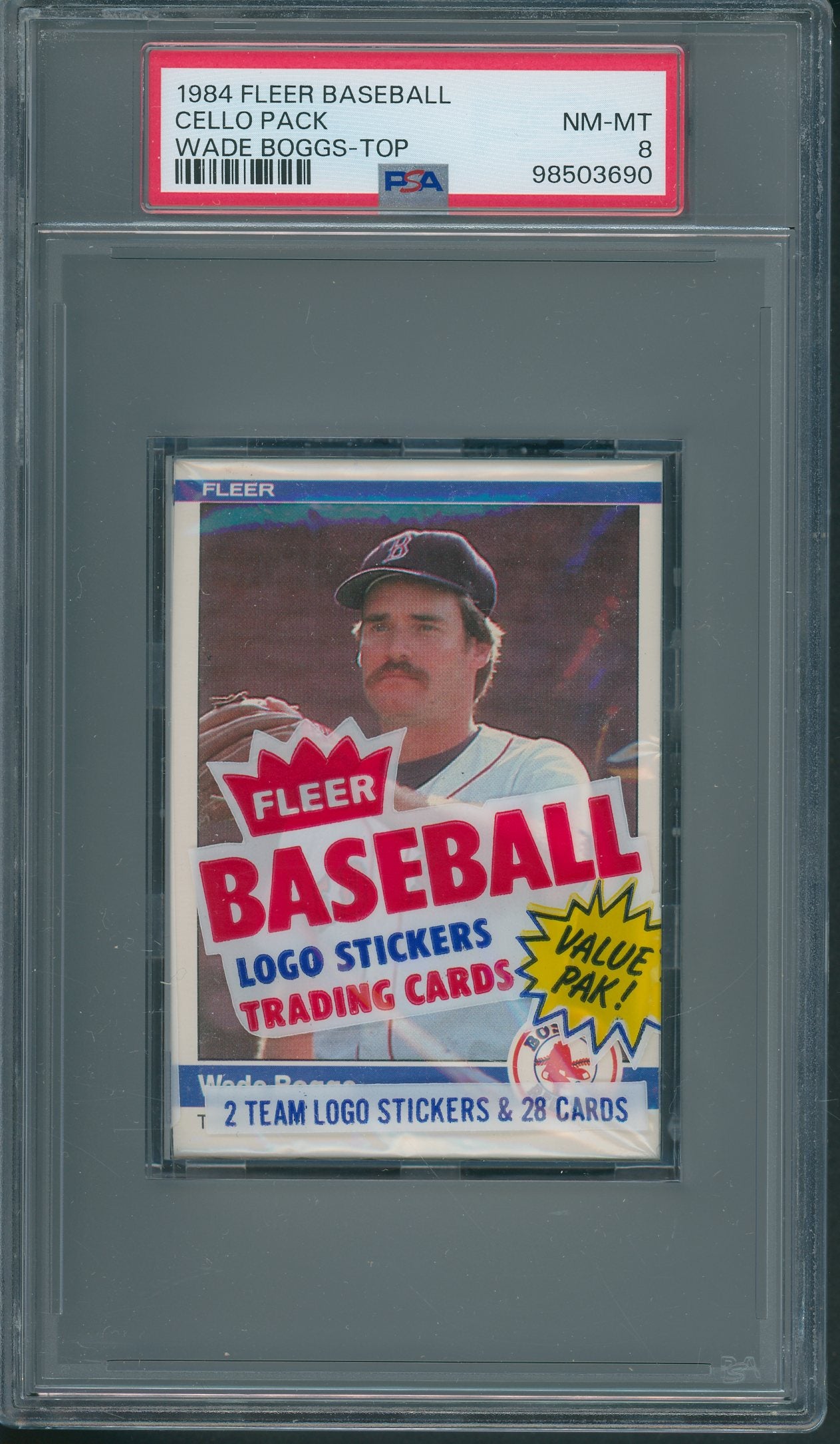1984 Fleer Baseball Unopened Cello Pack PSA 8 Boggs Top *3690