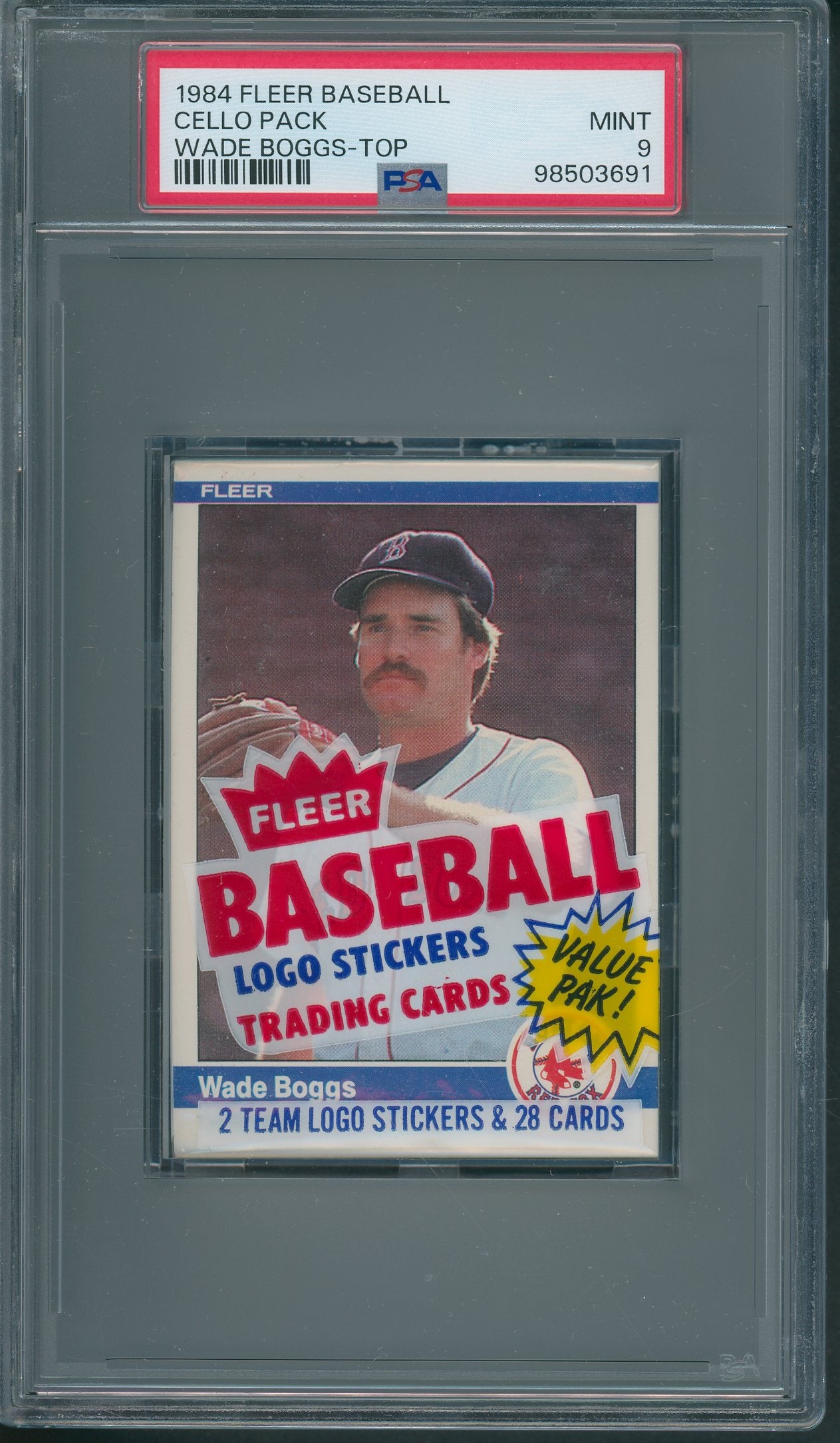 1984 Fleer Baseball Unopened Cello Pack PSA 9 Boggs Top *3691