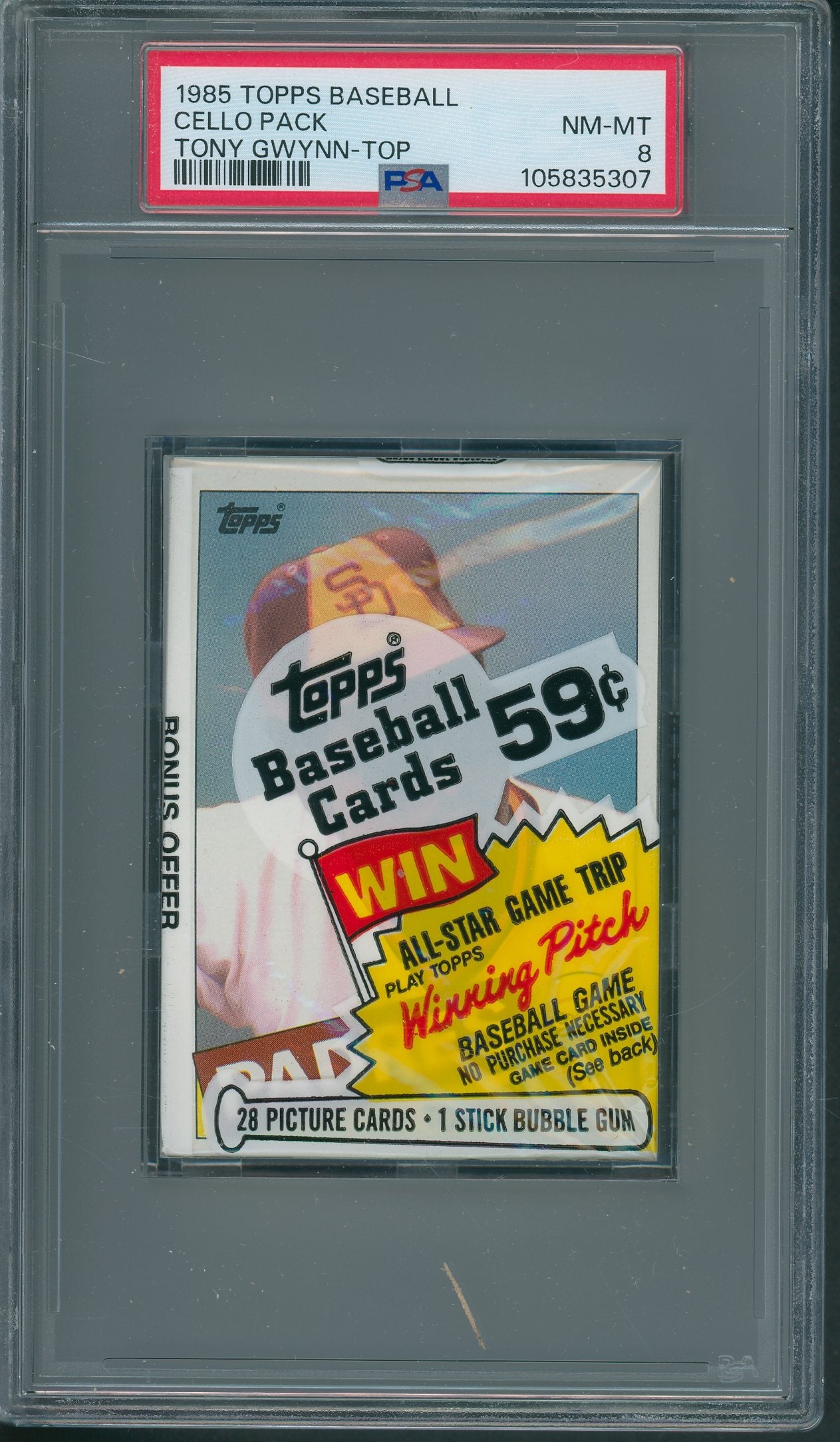 1985 Topps Baseball Unopened Cello Pack Gwynn Top PSA 8 *5307