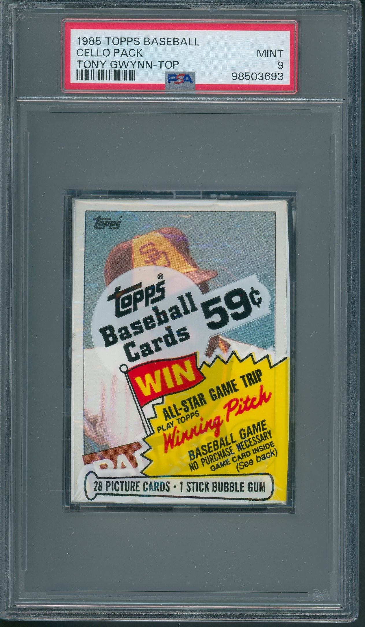 1985 Topps Baseball Unopened Cello Pack Gwynn Top PSA 9 *3693