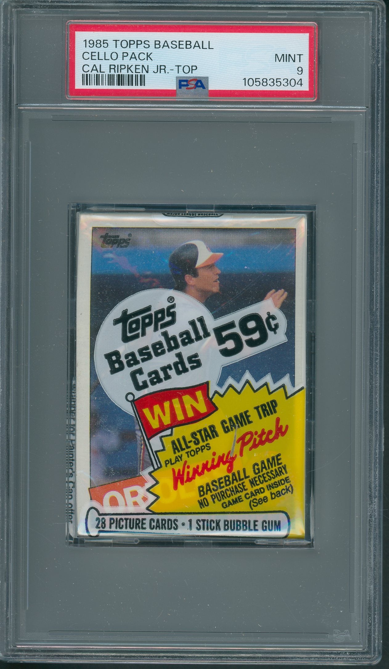 1985 Topps Baseball Unopened Cello Pack Ripken Jr. Top PSA 9 *5304
