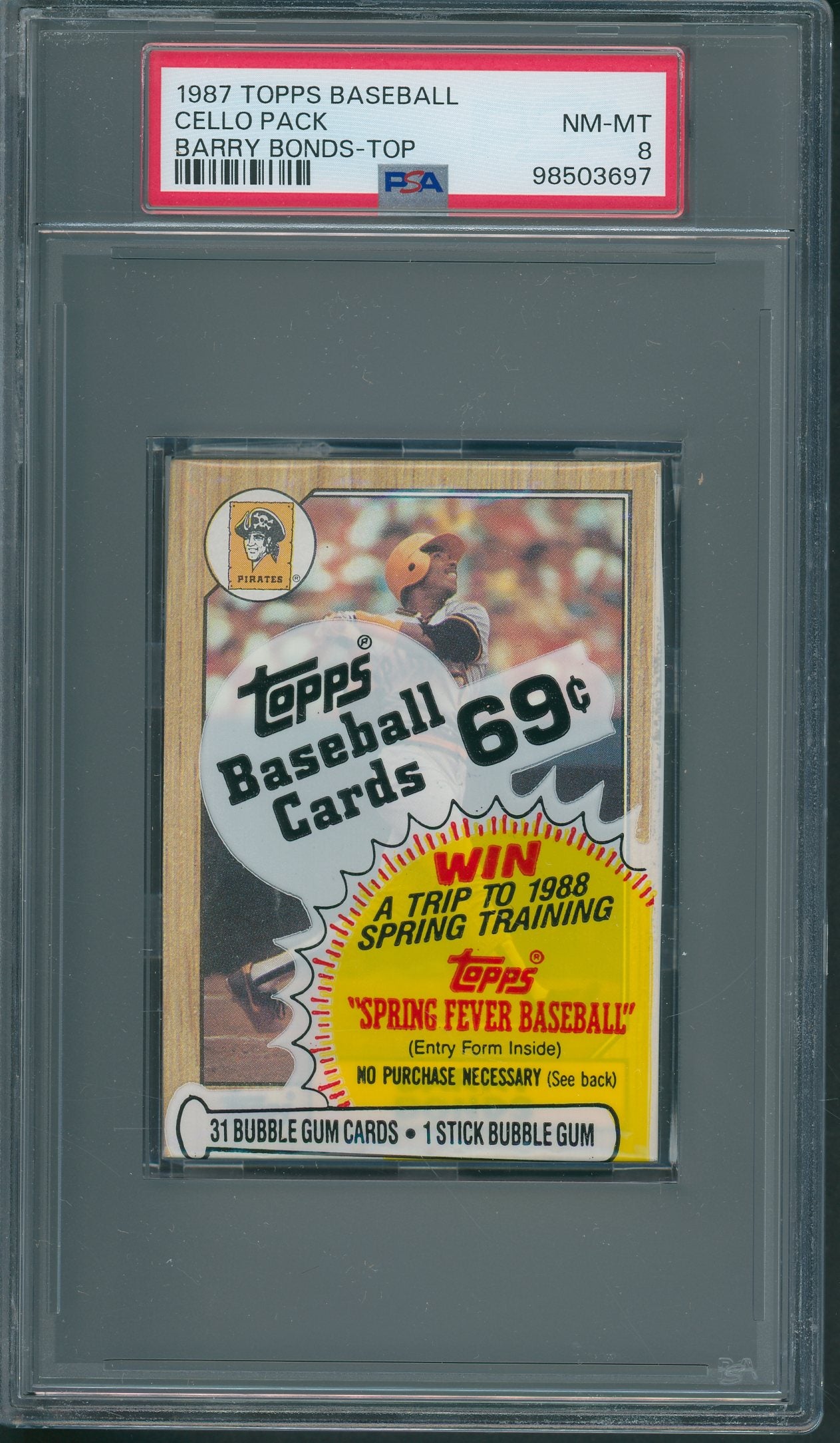 1987 Topps Baseball Unopened Cello Pack PSA 8 Bonds Top *3697