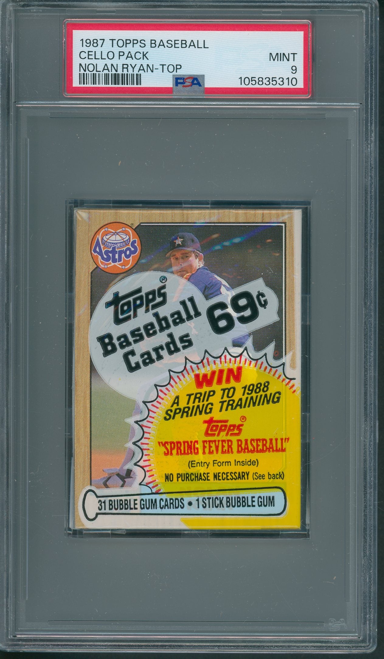 1987 Topps Baseball Unopened Cello Pack PSA 9 Ryan Top *5310