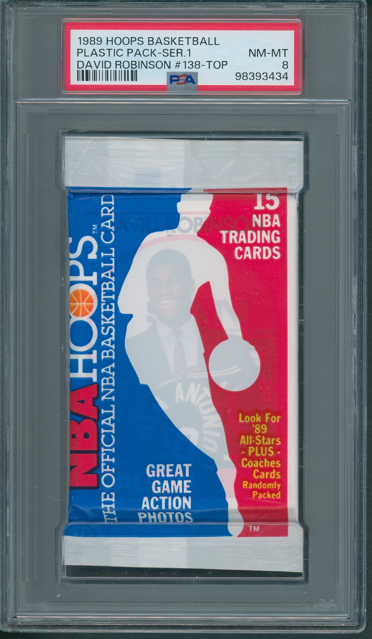 1989 1989/90 Hoops Basketball Unopened Series 1 Pack PSA 8 Robinson #138 Top *3434