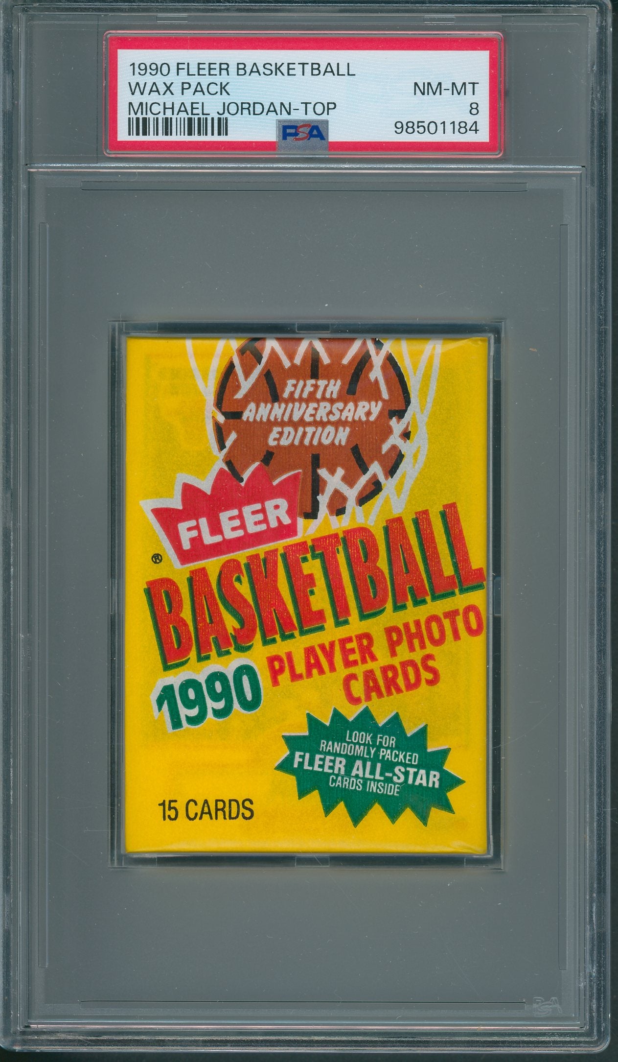 1990 1990/91 Fleer Basketball Unopened Wax Pack PSA 8 Jordan Top *1184