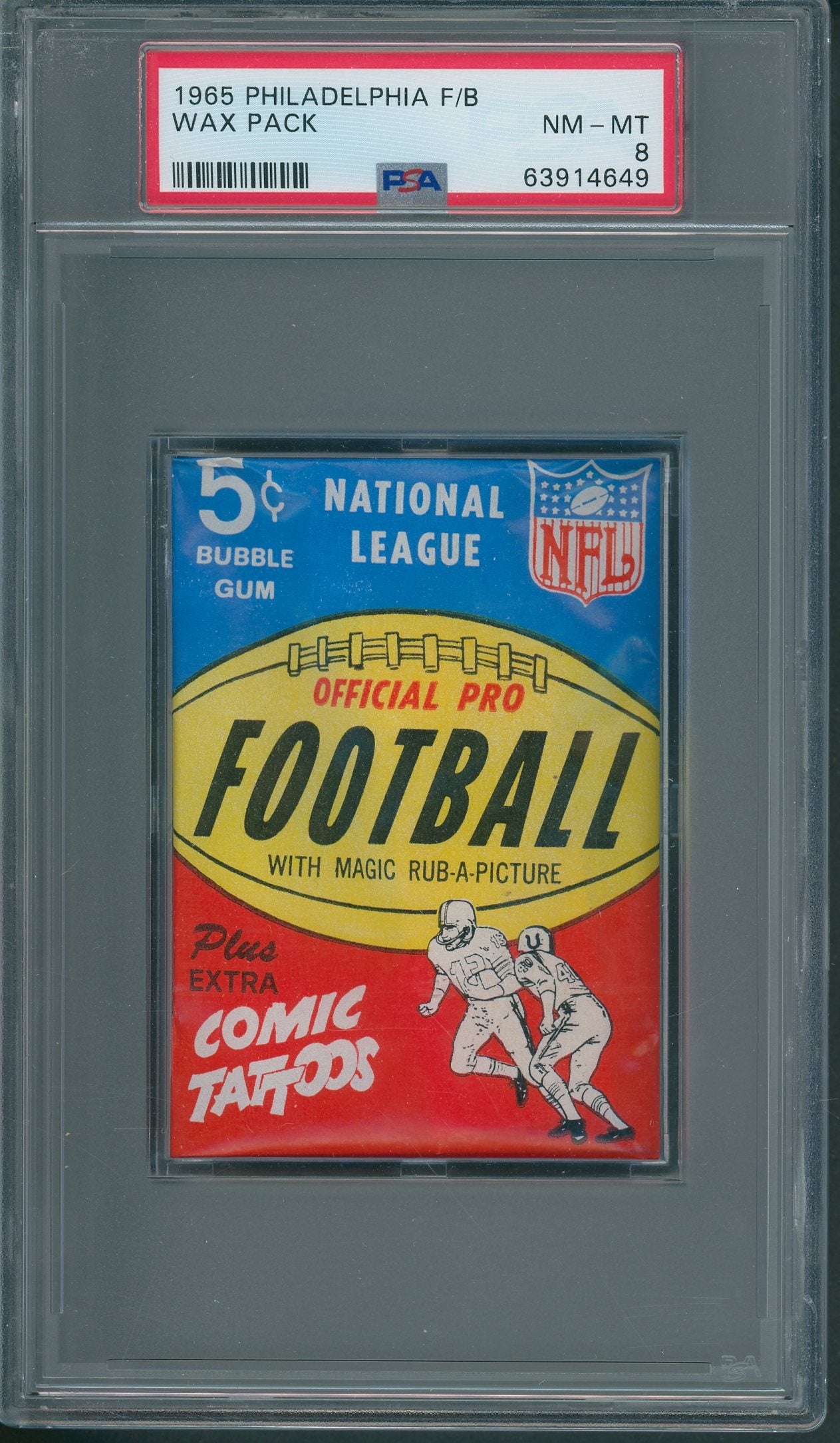 1965 Philadelphia Football Unopened Wax Pack PSA 8 *4649
