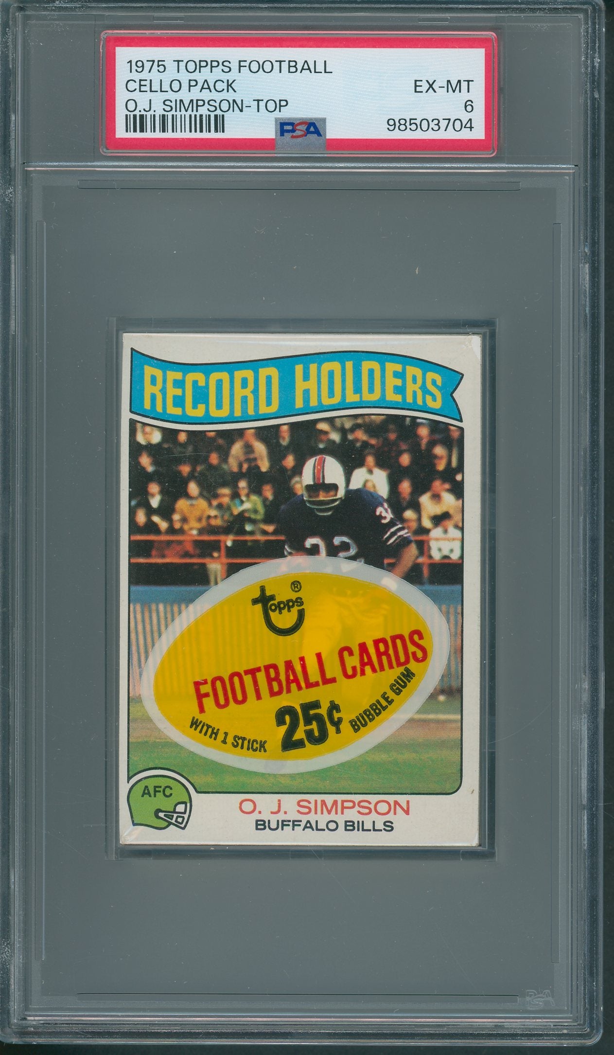 1975 Topps Football Unopened Cello Pack PSA 6 Simpson Top *3704