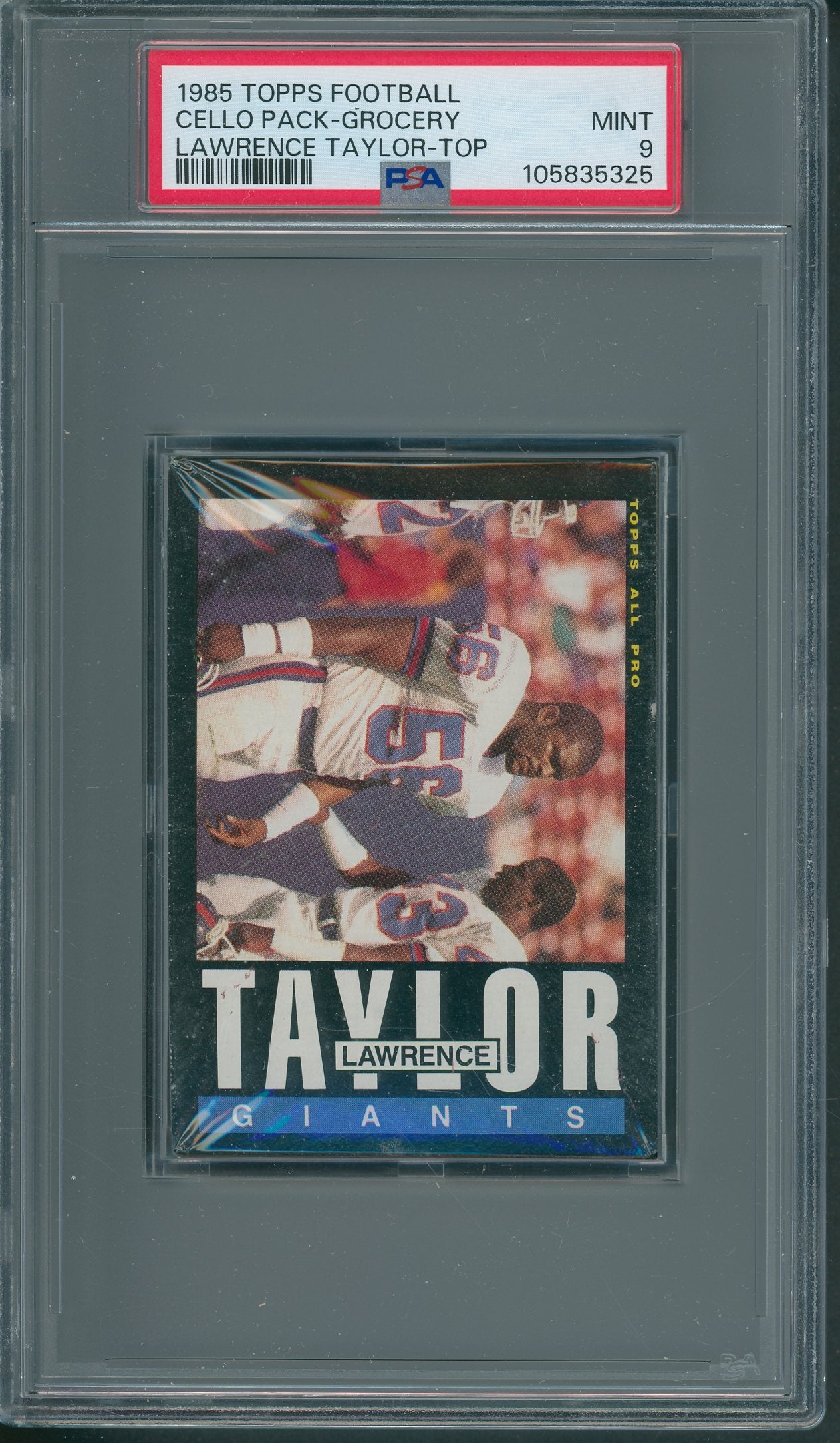 1985 Topps Football Unopened Grocery Cello Pack PSA 9 Taylor Top *5325