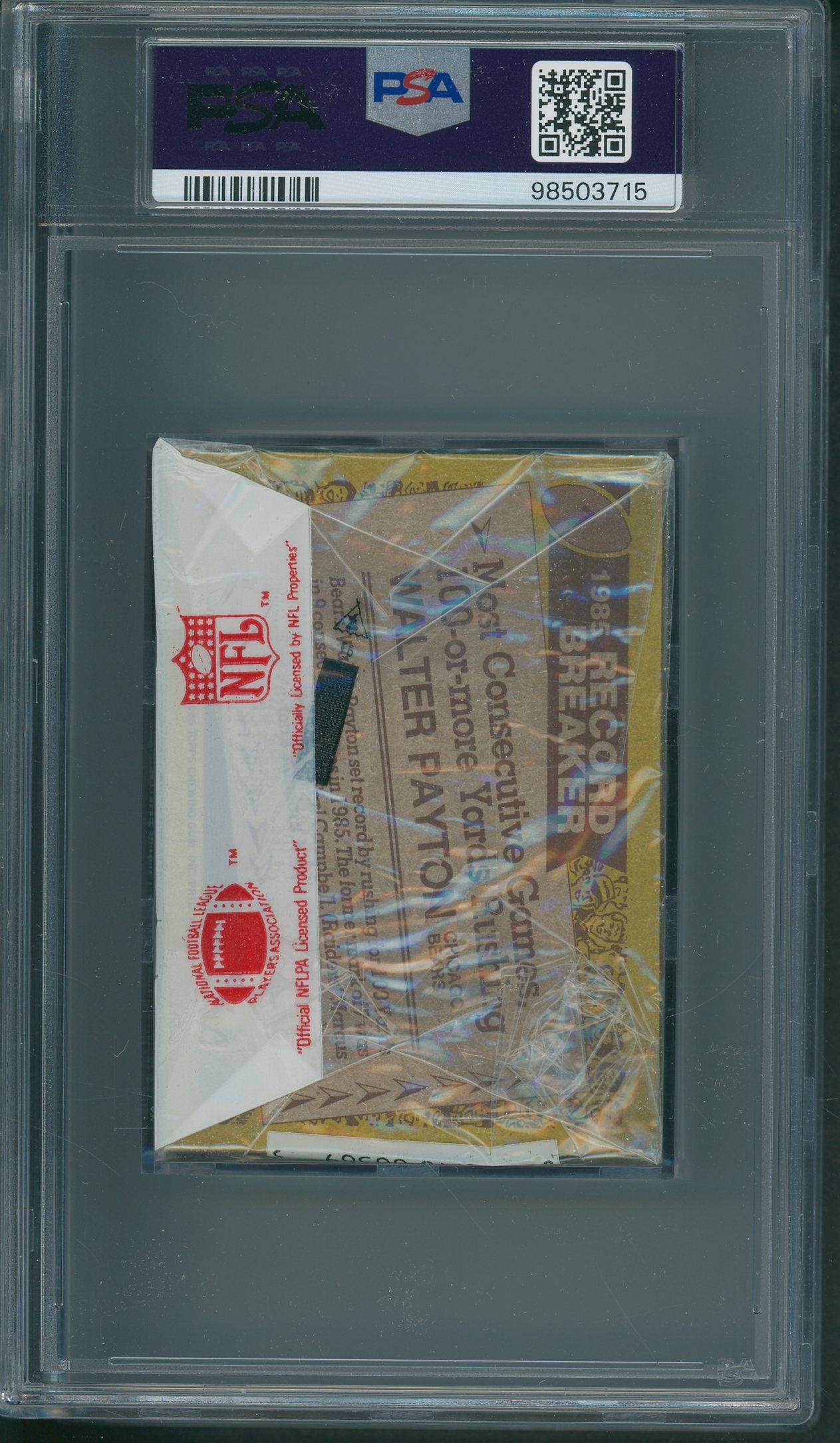 1986 Topps Football Unopened Cello Pack PSA 9 Payton RB Back *3715