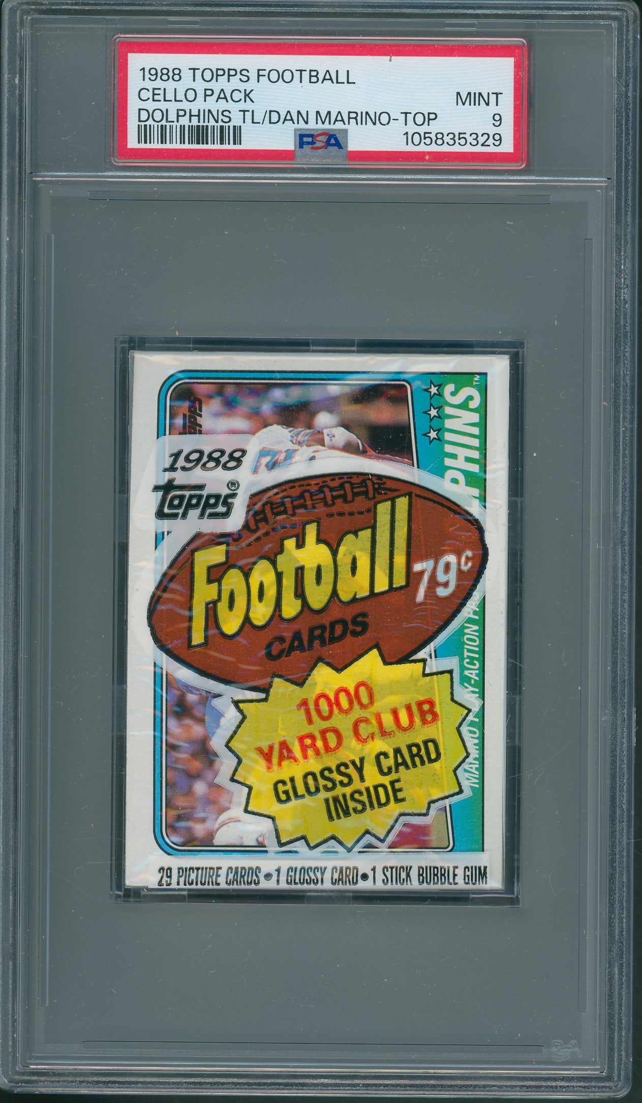 1988 Topps Football Unopened Cello Pack PSA 9 Dolphins TL/Marino Top *5329