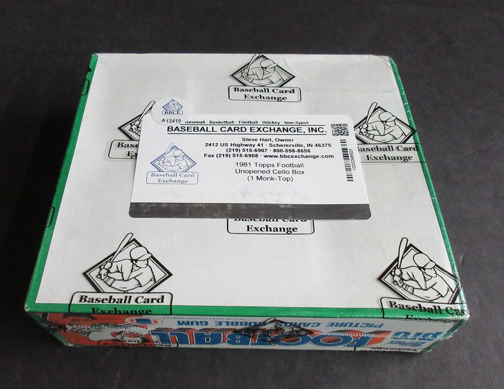 1981 Topps Football Unopened Cello Box (BBCE) (Monk Top)