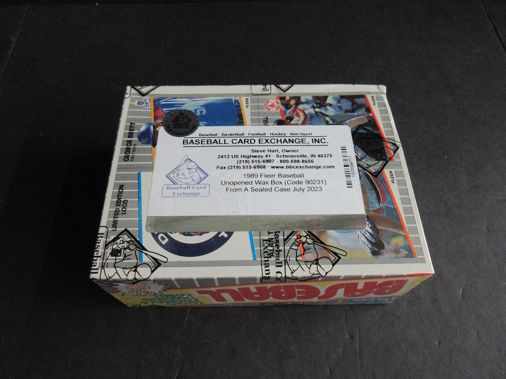 1989 Fleer Baseball Unopened Wax Box (FASC) (Code 90231)