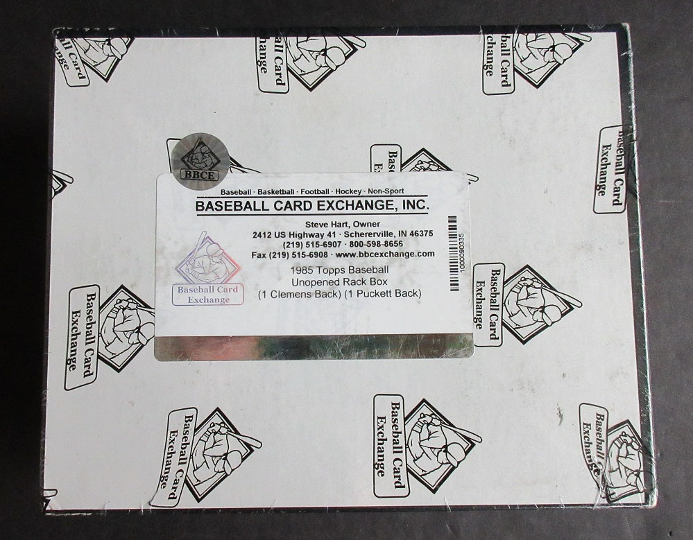 1985 Topps Baseball Unopened Rack Box (Clemens Back and Puckett Back) (BBCE)