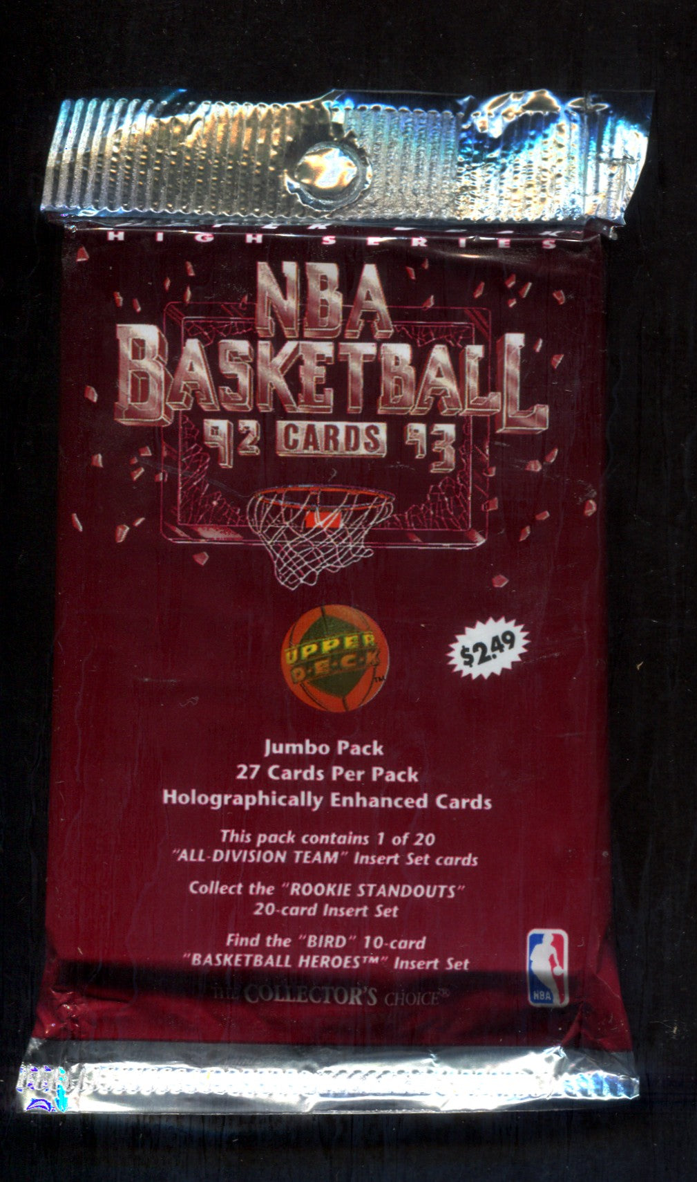 1992/93 Upper Deck Basketball Unopened High Series Jumbo Pack (Red) (Pre-Priced) (27)