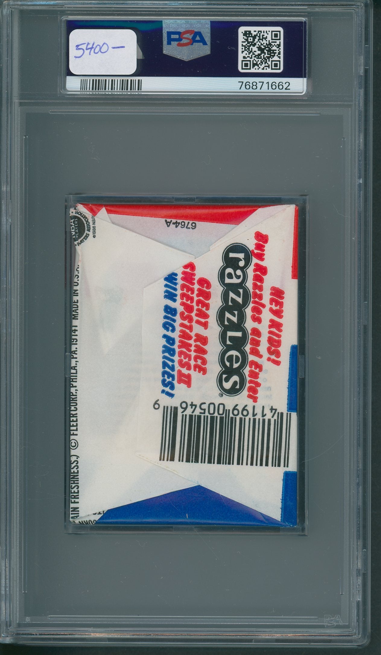 1986 1986/87 Fleer Basketball Unopened Wax Pack PSA 7 (Jordan Sticker Back) (*1662)
