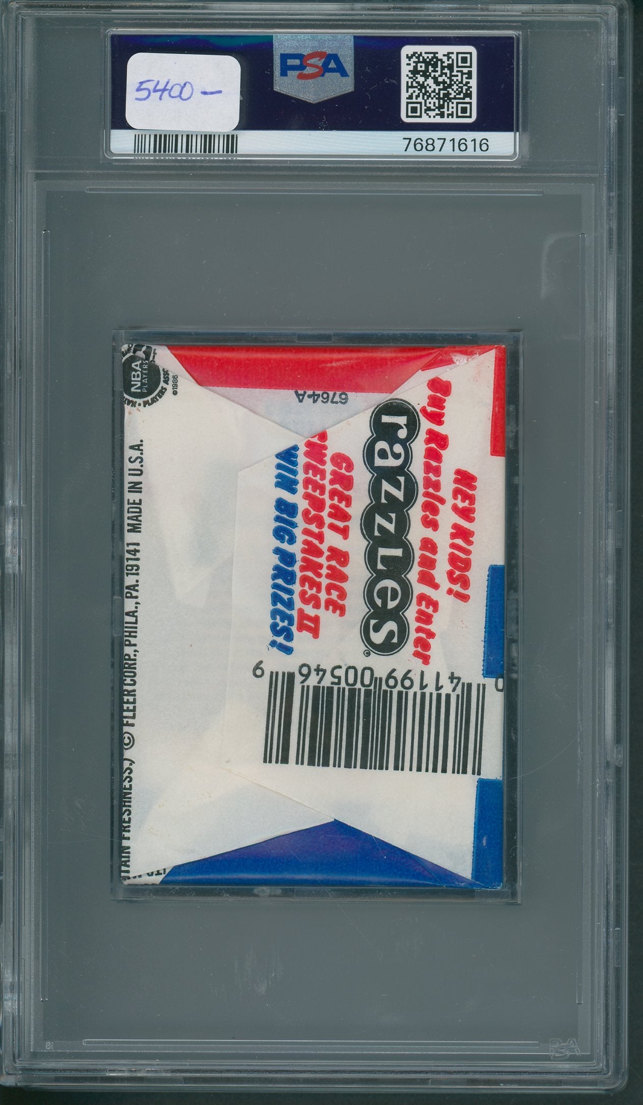 1986 1986/87 Fleer Basketball Unopened Wax Pack PSA 7 (Jordan Sticker Back) (*1616)