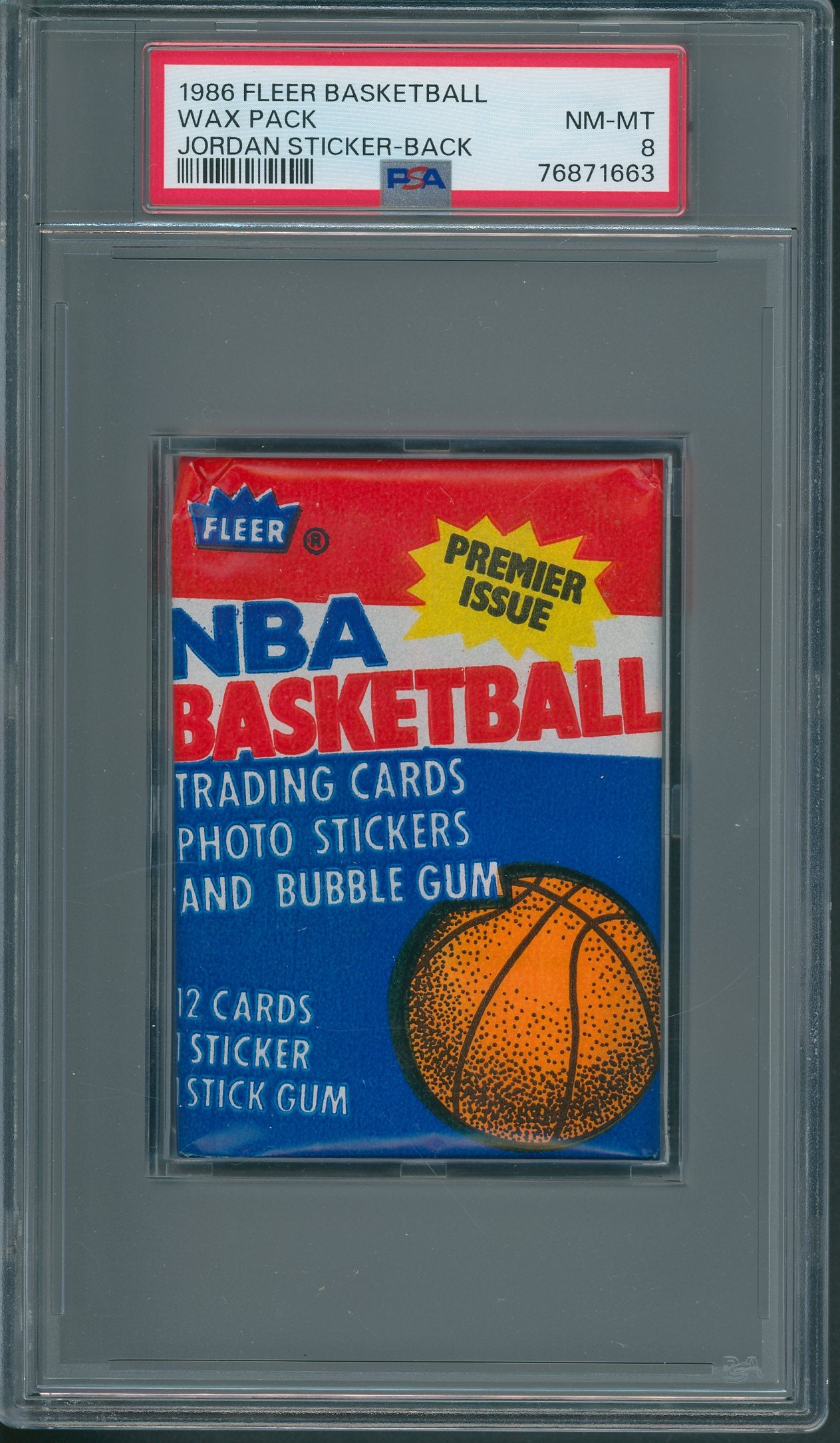1986 1986/87 Fleer Basketball Unopened Wax Pack PSA 8 Jordan Sticker Back *1663