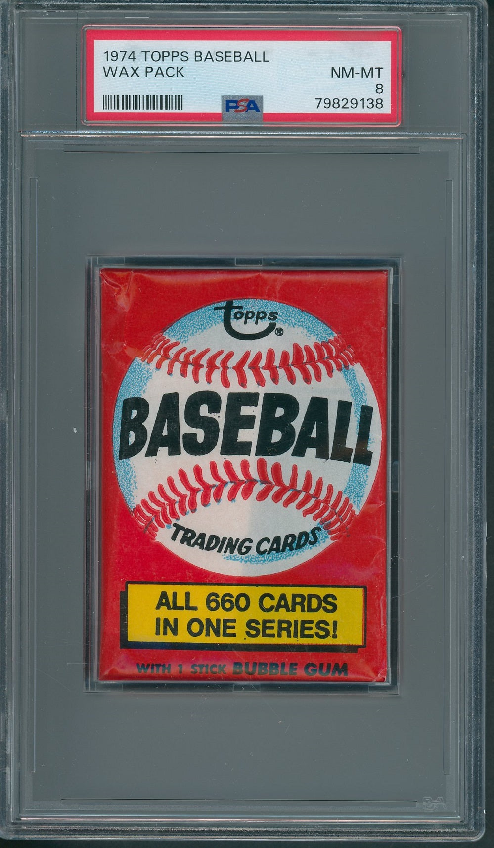 1974 Topps Baseball Unopened Wax Pack PSA 8 *9138